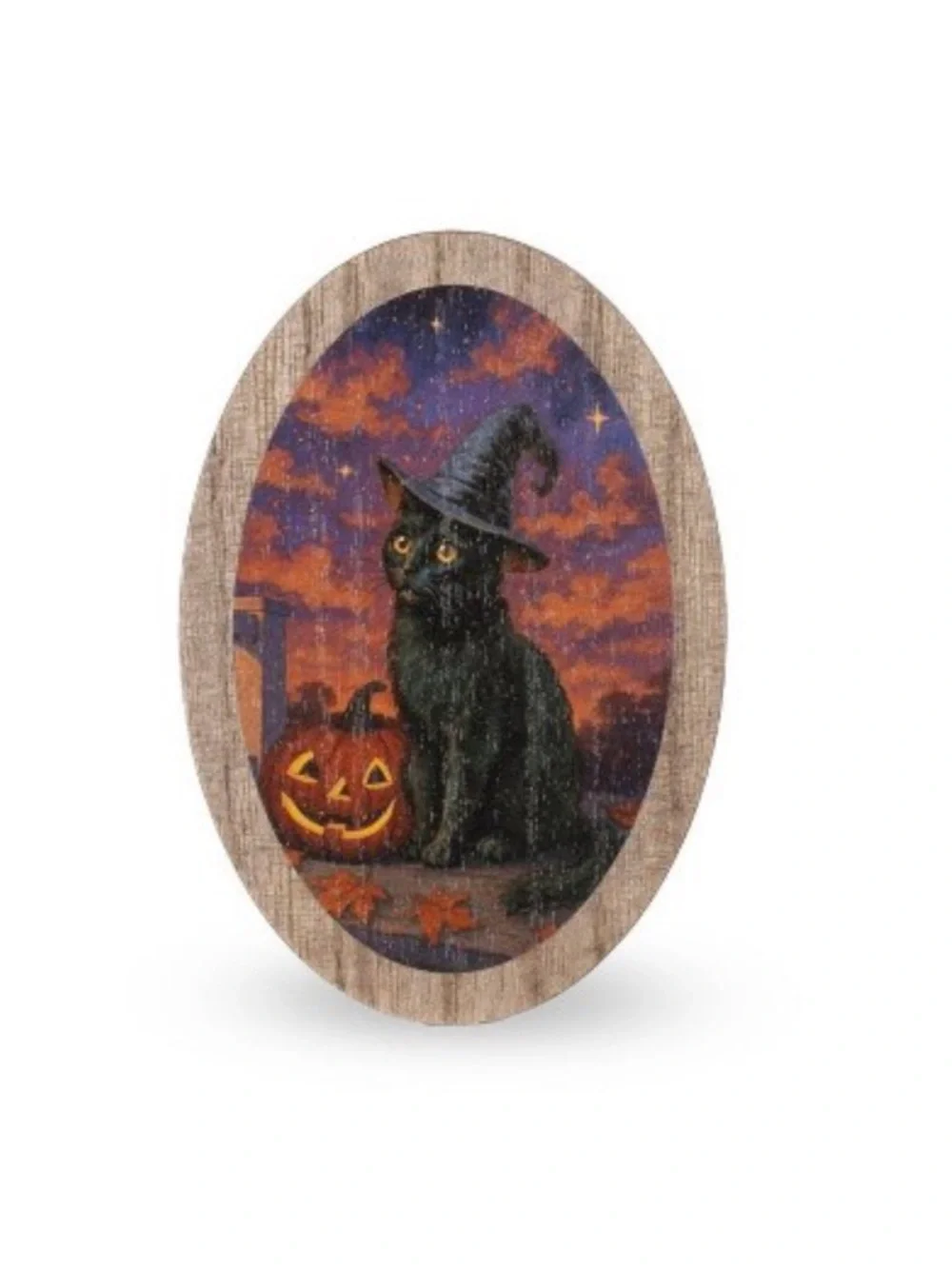 Set of 3 Wood Icon Signs Standing Ghost, Raven, & Black Cat Bullseye Playground